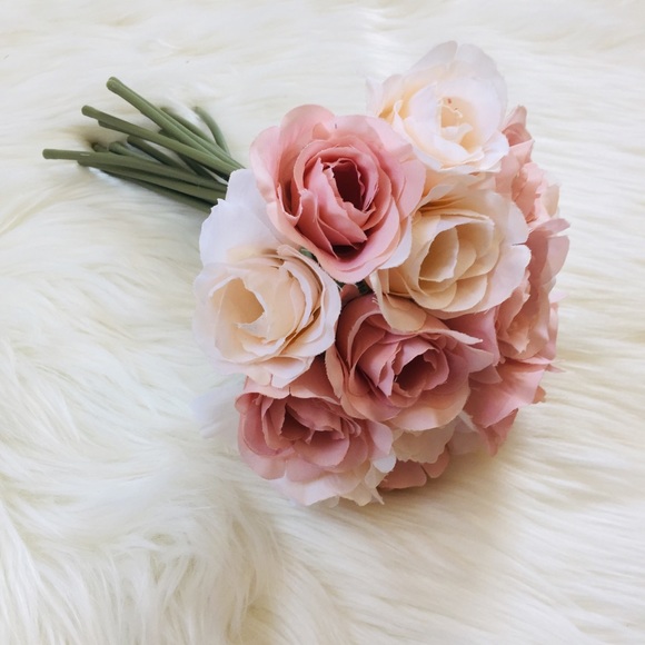 Ashland Faux Floral Bouquet Pink & Peach Roses